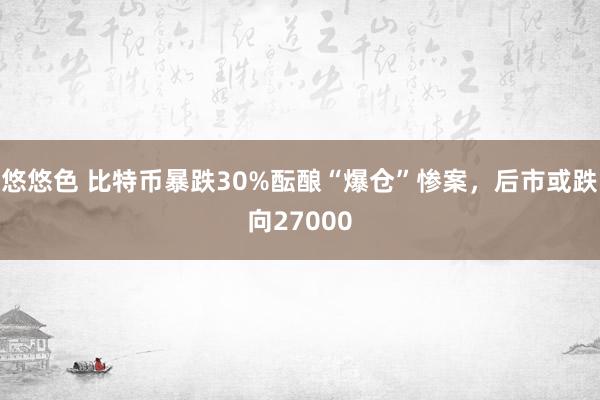 悠悠色 比特币暴跌30%酝酿“爆仓”惨案，后市或跌向27000