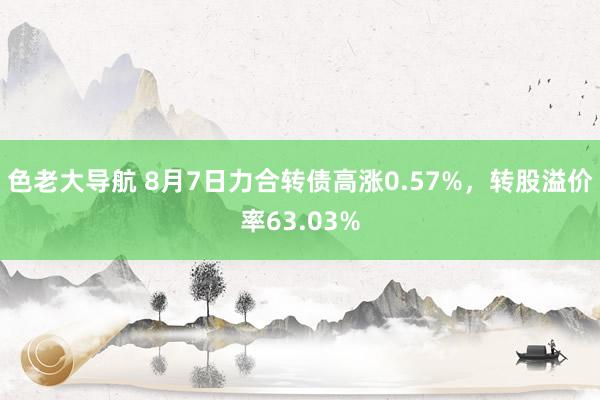 色老大导航 8月7日力合转债高涨0.57%，转股溢价率63.03%