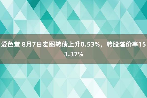 爱色堂 8月7日宏图转债上升0.53%，转股溢价率153.37%