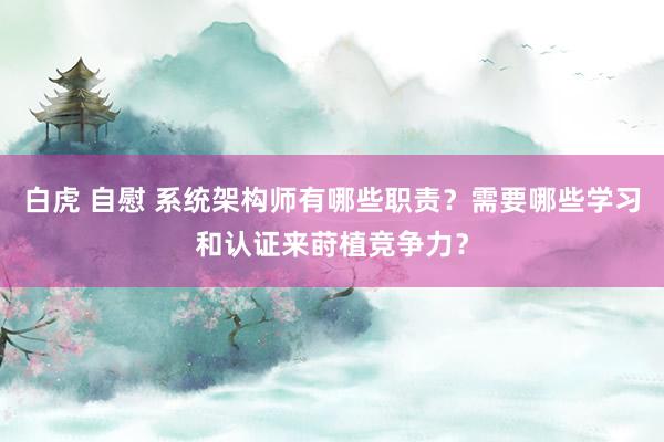 白虎 自慰 系统架构师有哪些职责？需要哪些学习和认证来莳植竞争力？