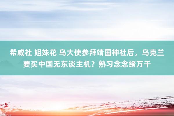 希威社 姐妹花 乌大使参拜靖国神社后，乌克兰要买中国无东谈主机？熟习念念绪万千