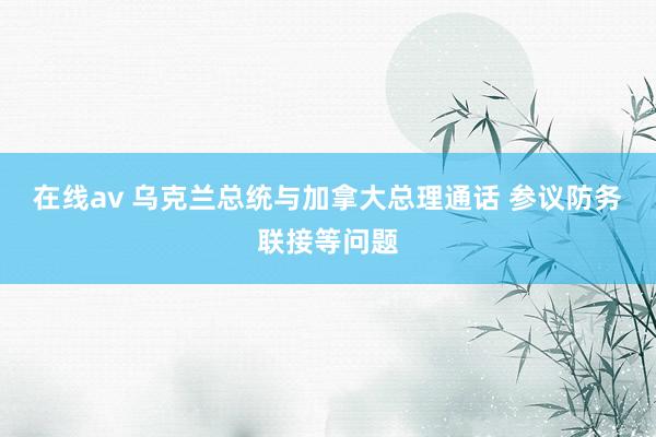 在线av 乌克兰总统与加拿大总理通话 参议防务联接等问题