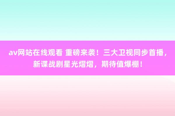 av网站在线观看 重磅来袭！三大卫视同步首播，新谍战剧星光熠熠，期待值爆棚！