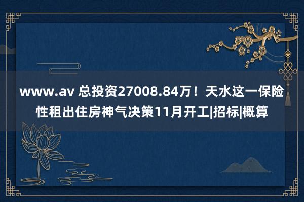 www.av 总投资27008.84万！天水这一保险性租出住房神气决策11月开工|招标|概算