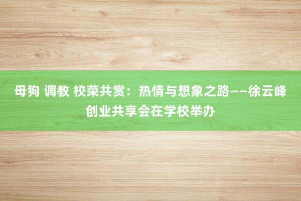 母狗 调教 校荣共赏：热情与想象之路——徐云峰创业共享会在学校举办